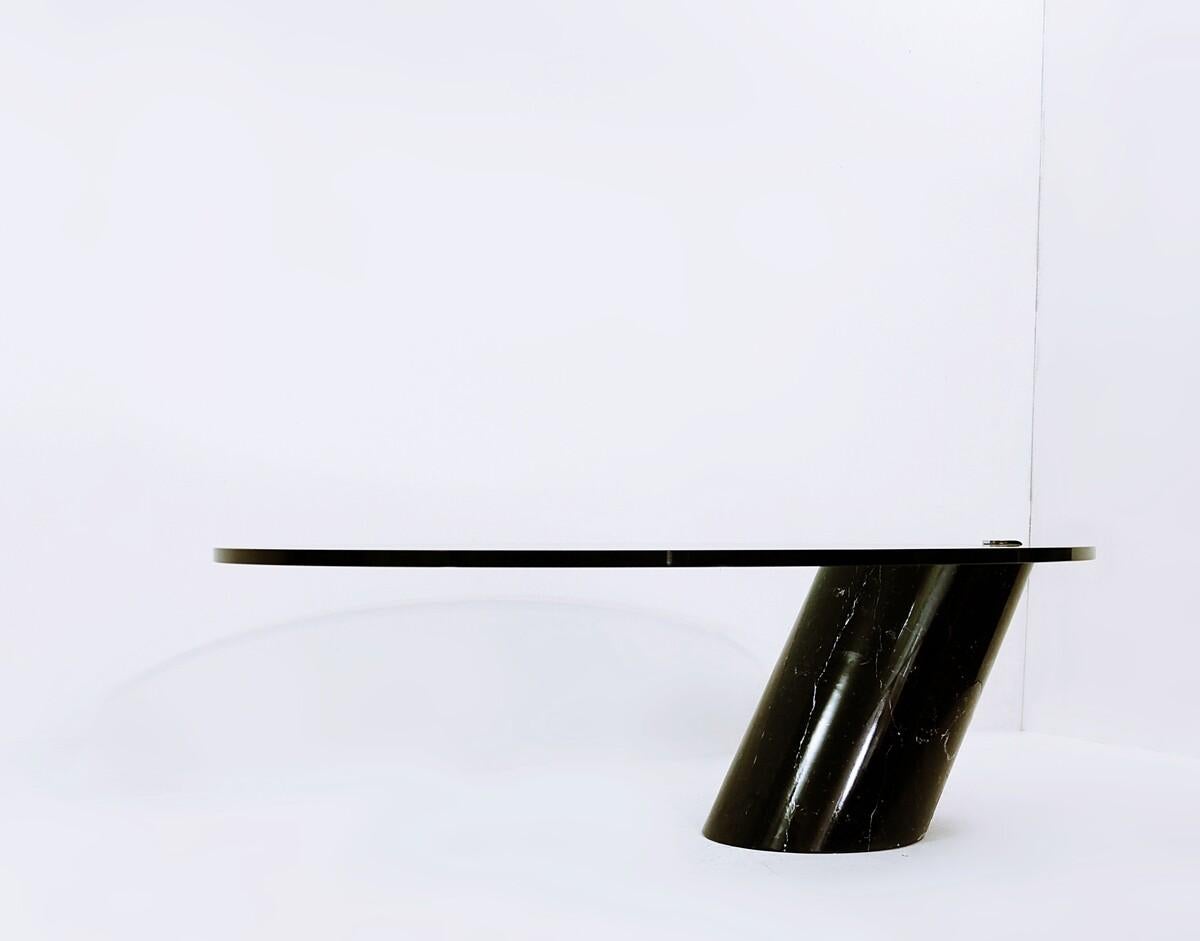 Black marble and glass coffee table model K1000 by Team Form for Ronald Schmitt, 1970s.