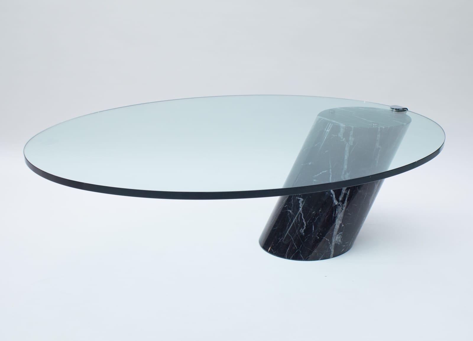 Mid-Century Modern Black Marble and Glass Coffee Table Model K1000 by Team Form for Ronald Schmitt