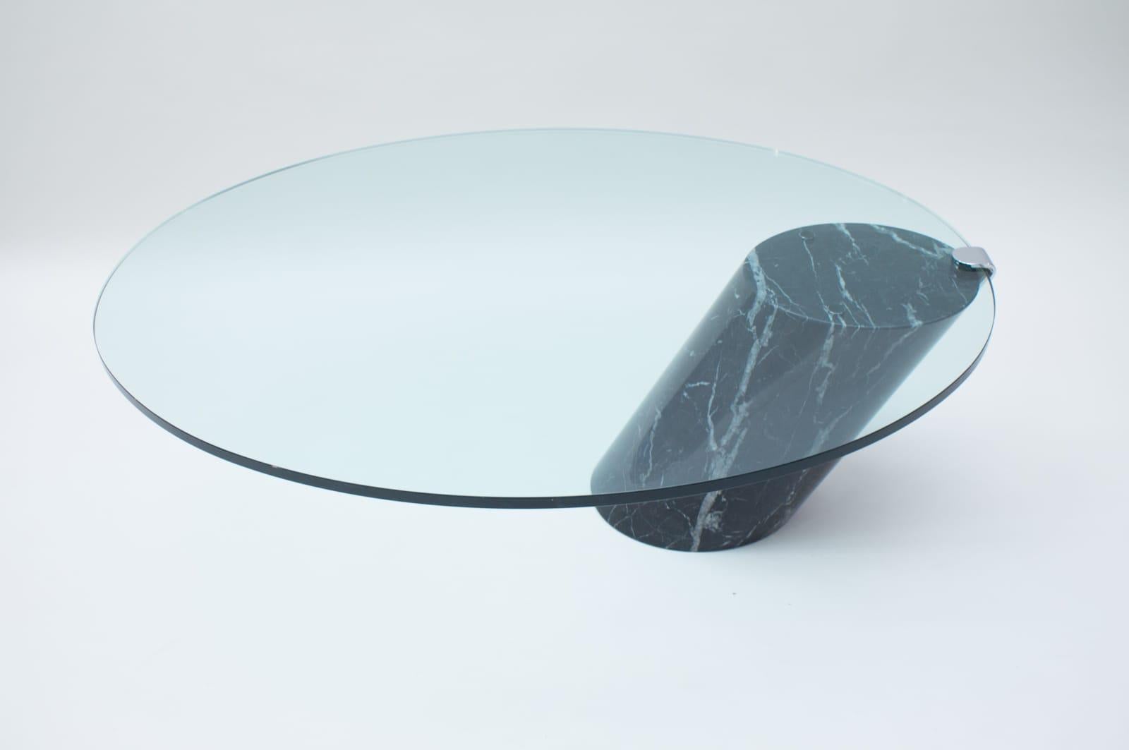 German Black Marble and Glass Coffee Table Model K1000 by Team Form for Ronald Schmitt