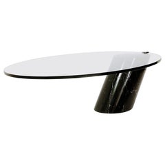 Black Marble and Glass Coffee Table Model K1000 by Team Form for Ronald Schmitt