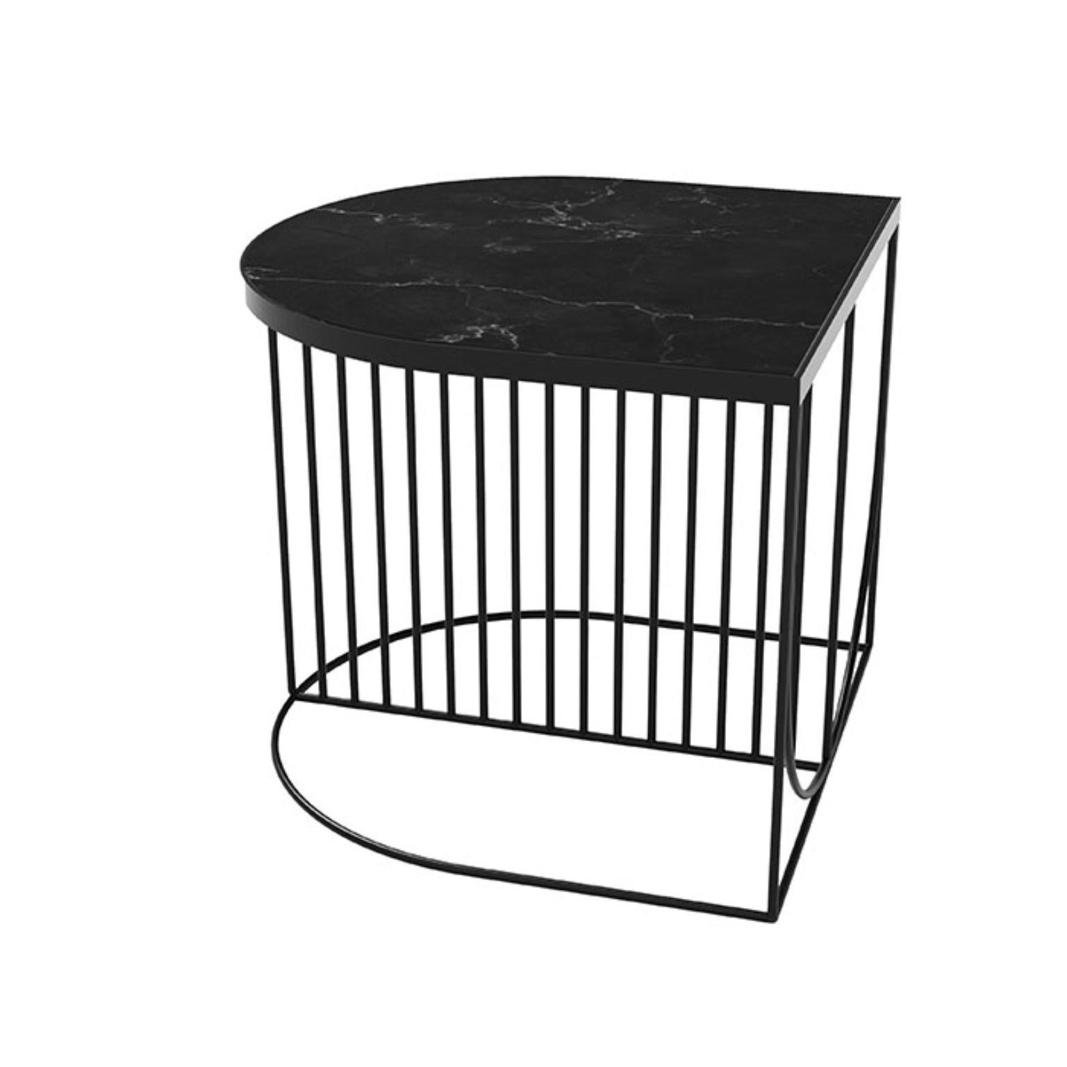Modern Black Marble and Gold Steel Contemporary Side Table