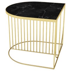 Black Marble and Gold Steel Contemporary Side Table