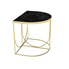 Black Marble and Gold Steel Minimalist Side Table