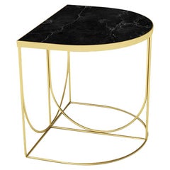 Black Marble and Gold Steel Minimalist Side Table