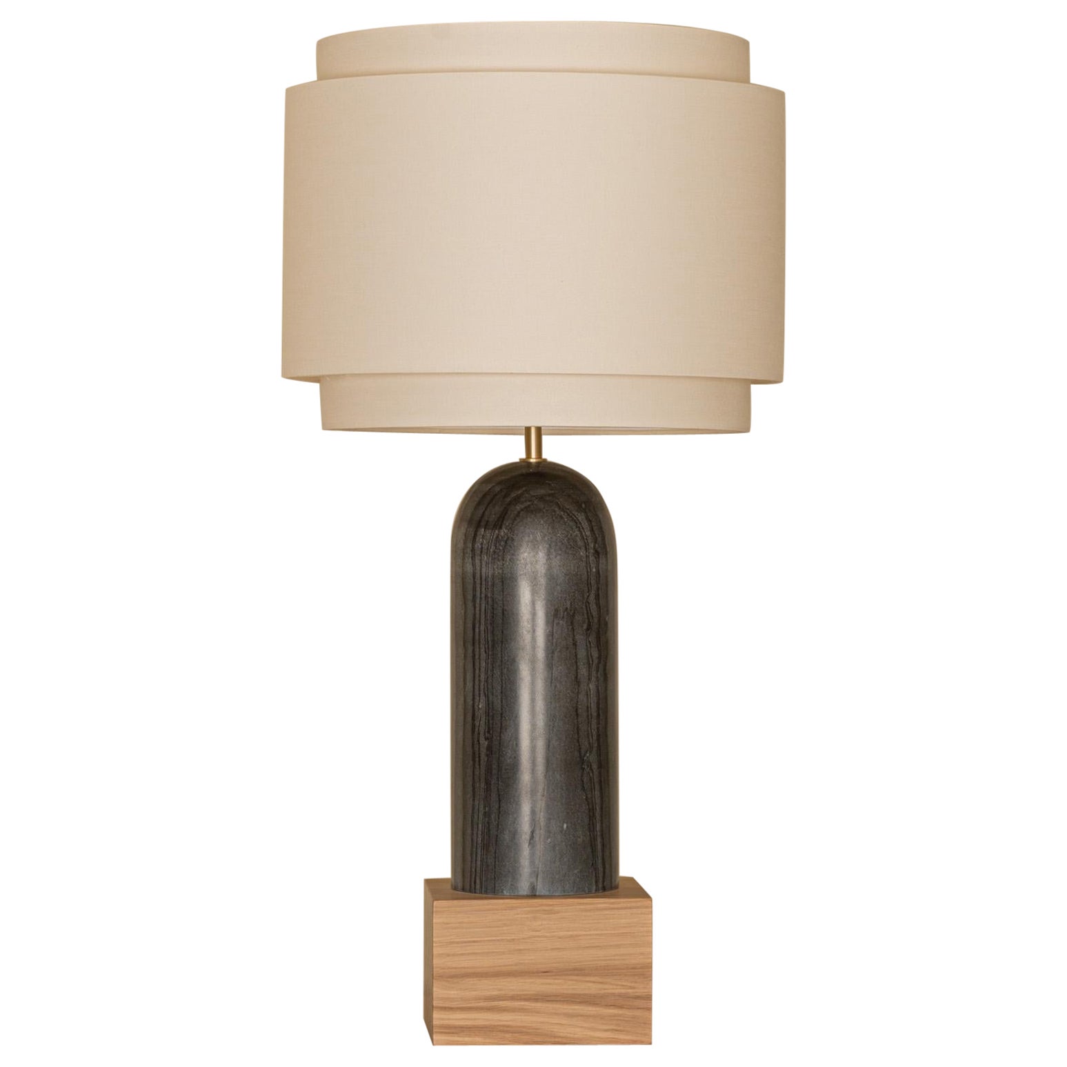 Lampada da tavolo Pura Kelo doppia con base in marmo nero e Oak di Simone & Marcel