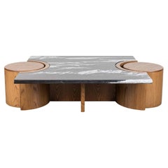 Black Marble and Oak Prospect Coffee Table by Lawson-Fenning