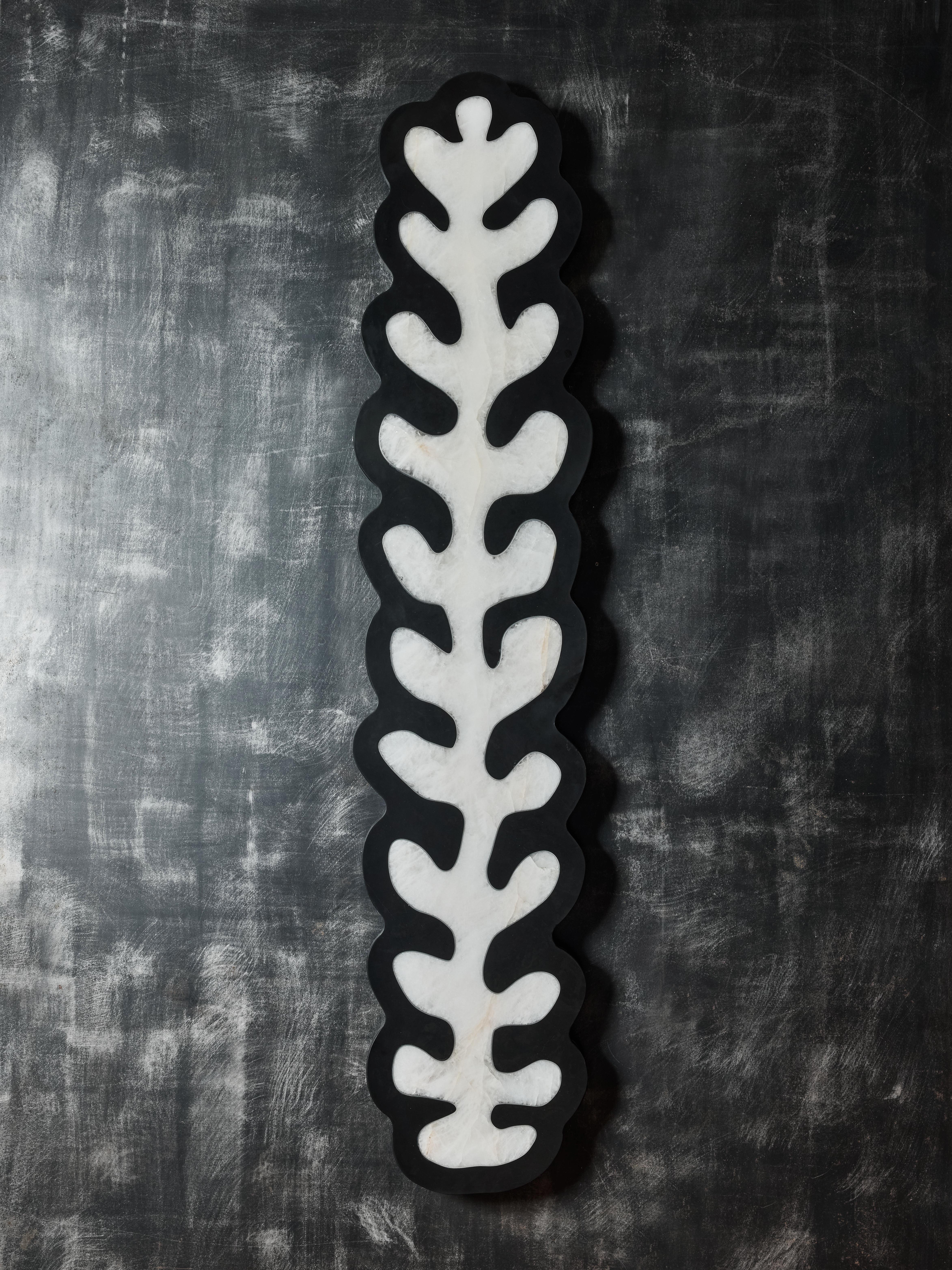 Modern Black Marble and Rock Crystal Tall Leaves Wall Sconces For Sale