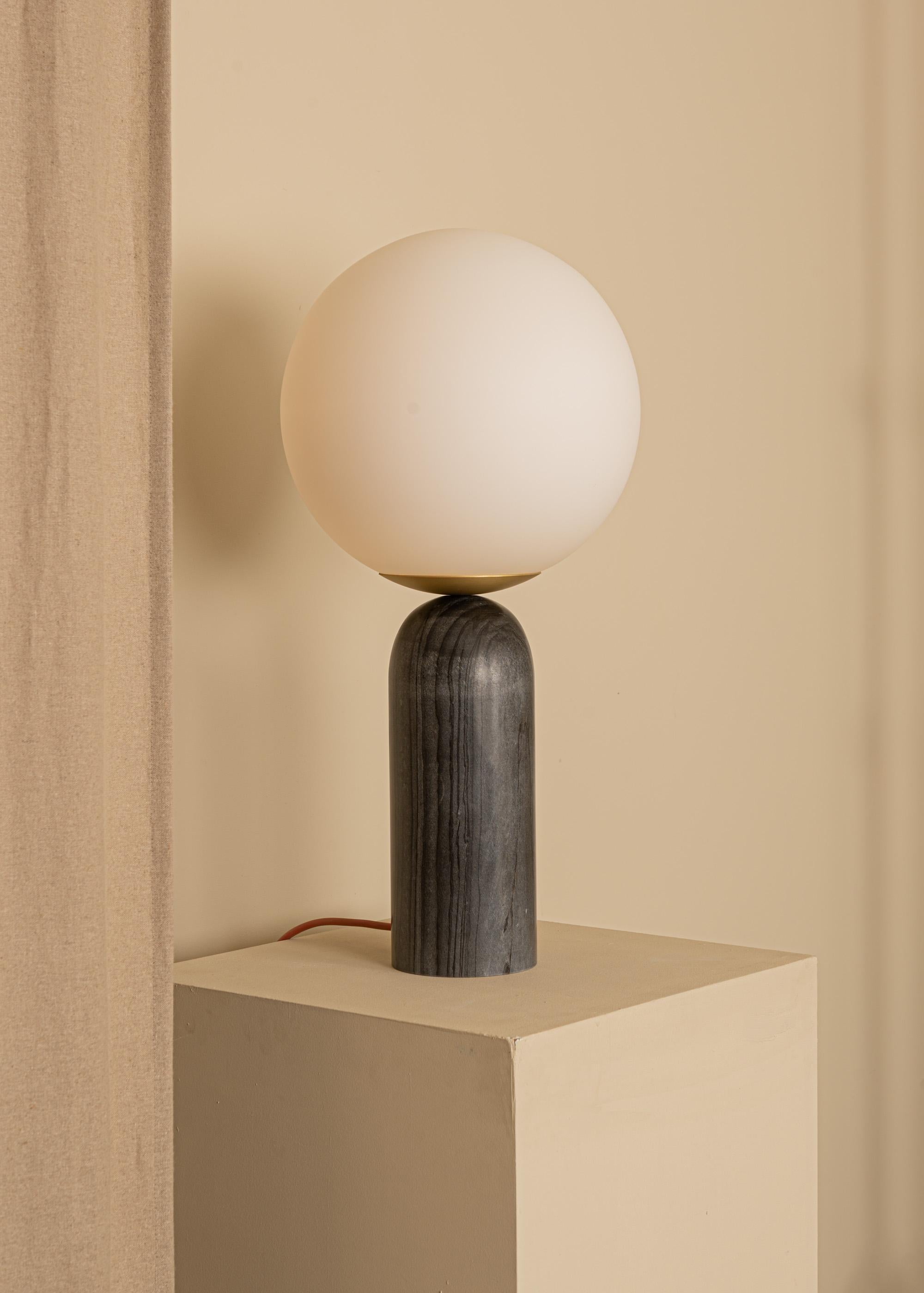 Spanish Black Marble and Steel Atlas Table Lamp by Simone & Marcel For Sale