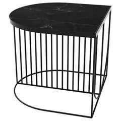 Black Marble and Steel Contemporary Side Table