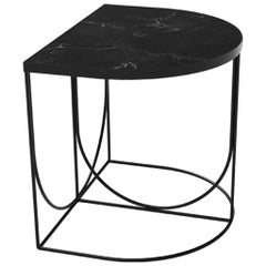Black Marble and Steel Minimalist Side Table