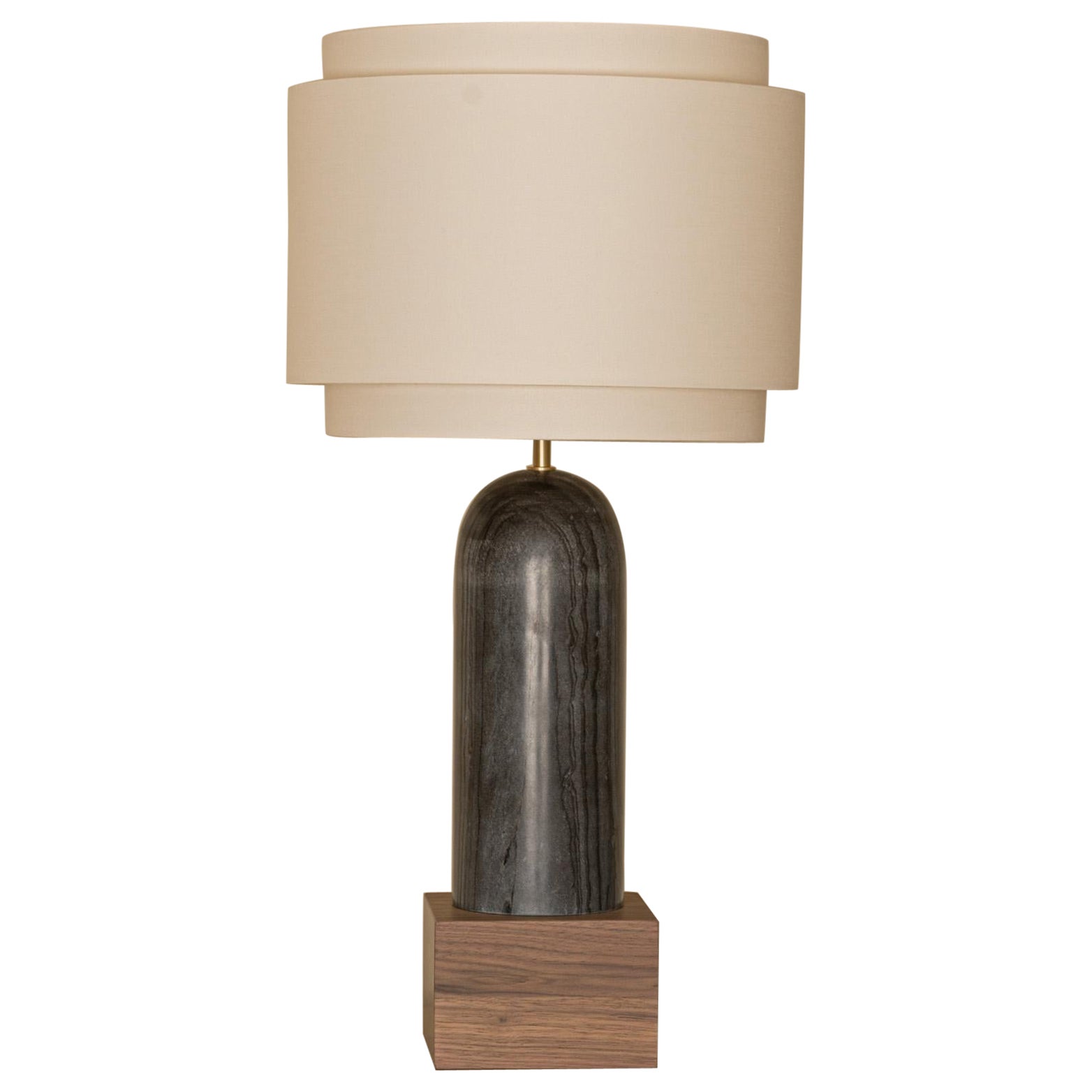 Lampada da tavolo Pura Kelo doppia con base in marmo nero e noce di Simone & Marcel