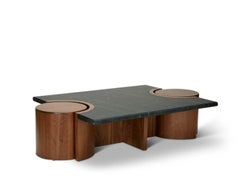 Black Marble and Walnut Prospect Coffee Table by Lawson-Fenning