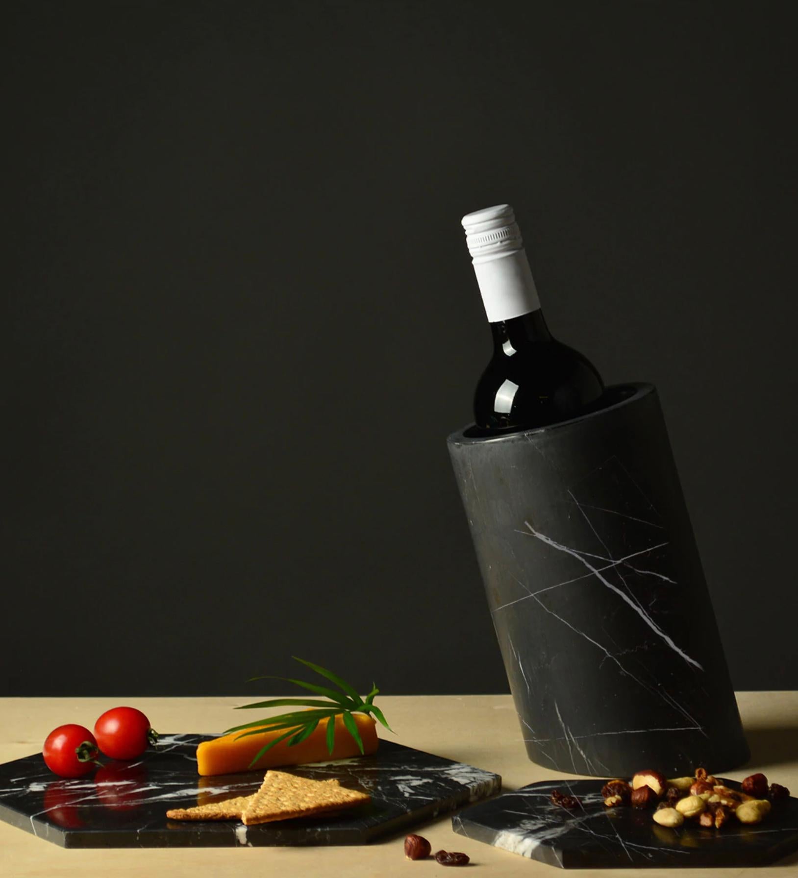Turkish Black Marble Angled Wine Cooler For Sale