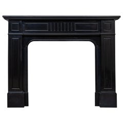 Black Marble Antique Circulation Fireplace Mantel in Noir de Mazy Marble