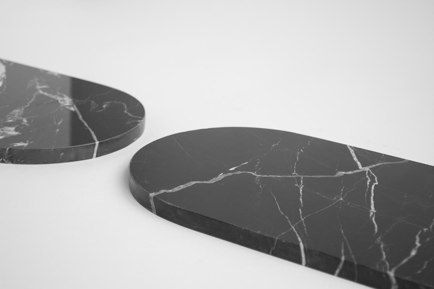 Modern Black Marble Arched Platter Medium For Sale