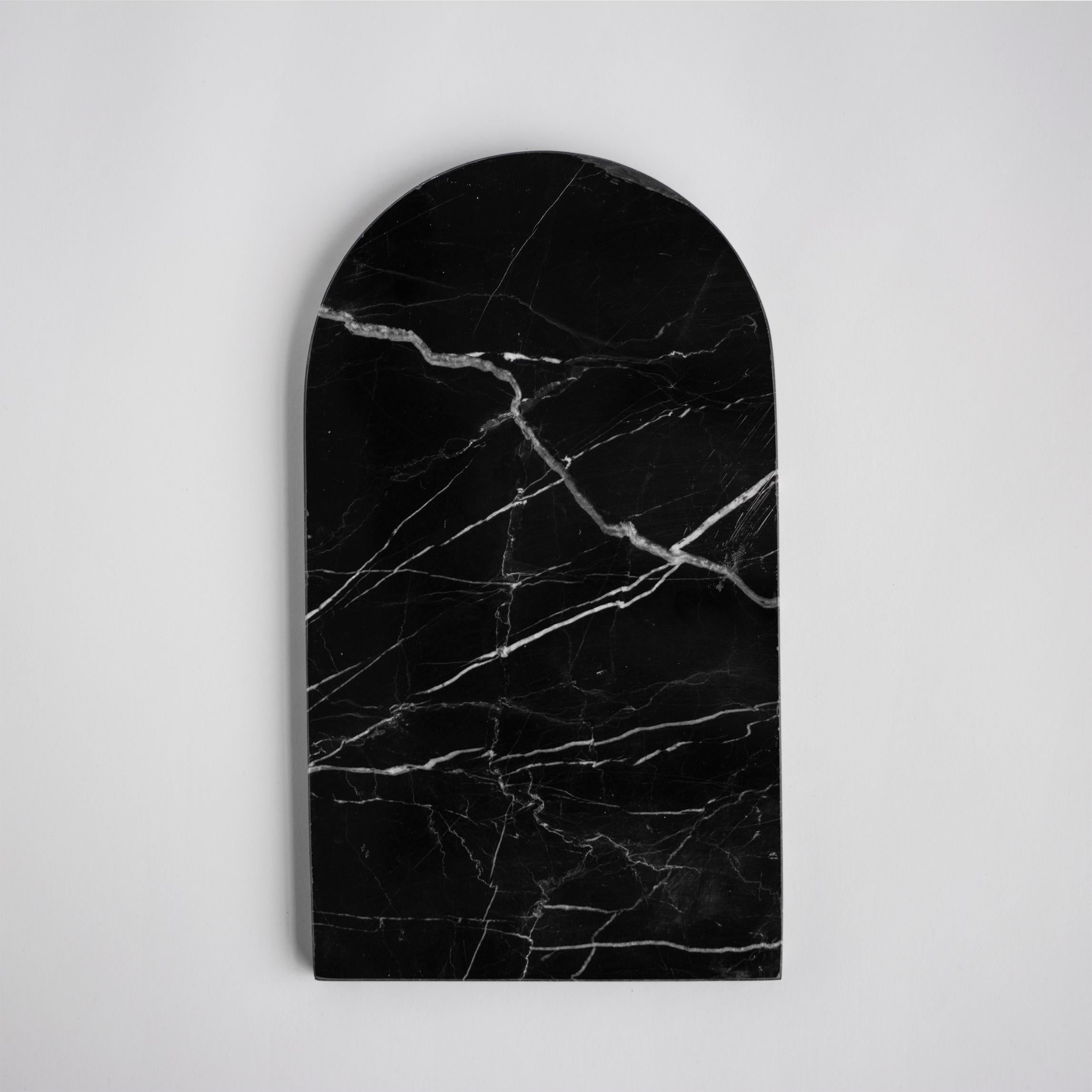 Black Marble Arched Platter Medium For Sale 1