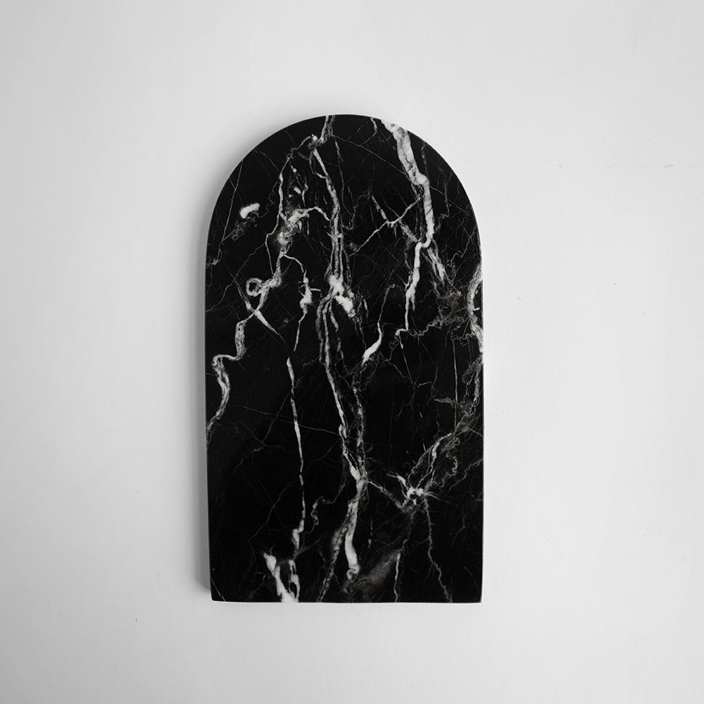 Modern Black Marble Arched Platter Small For Sale