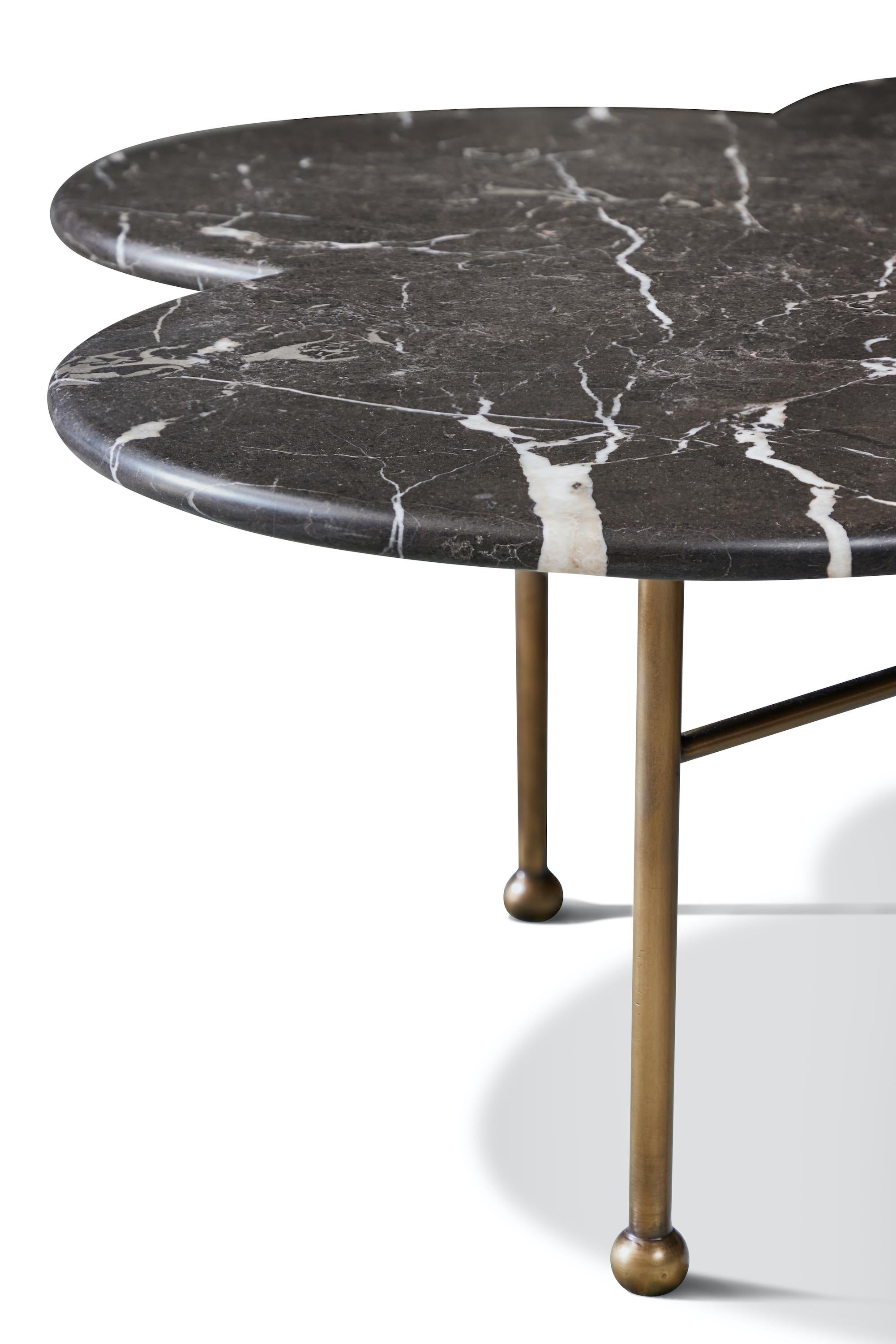 American Archer Coffee Table in Nero Marble & Brass by August Abode For Sale