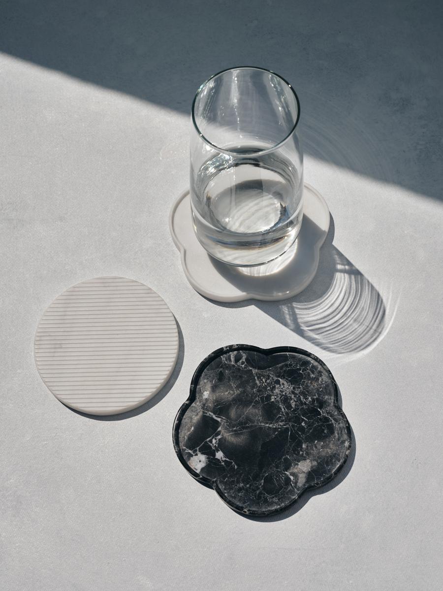 Hand-Crafted Black Marble Ariadne Coasters by Faye Tsakalides
