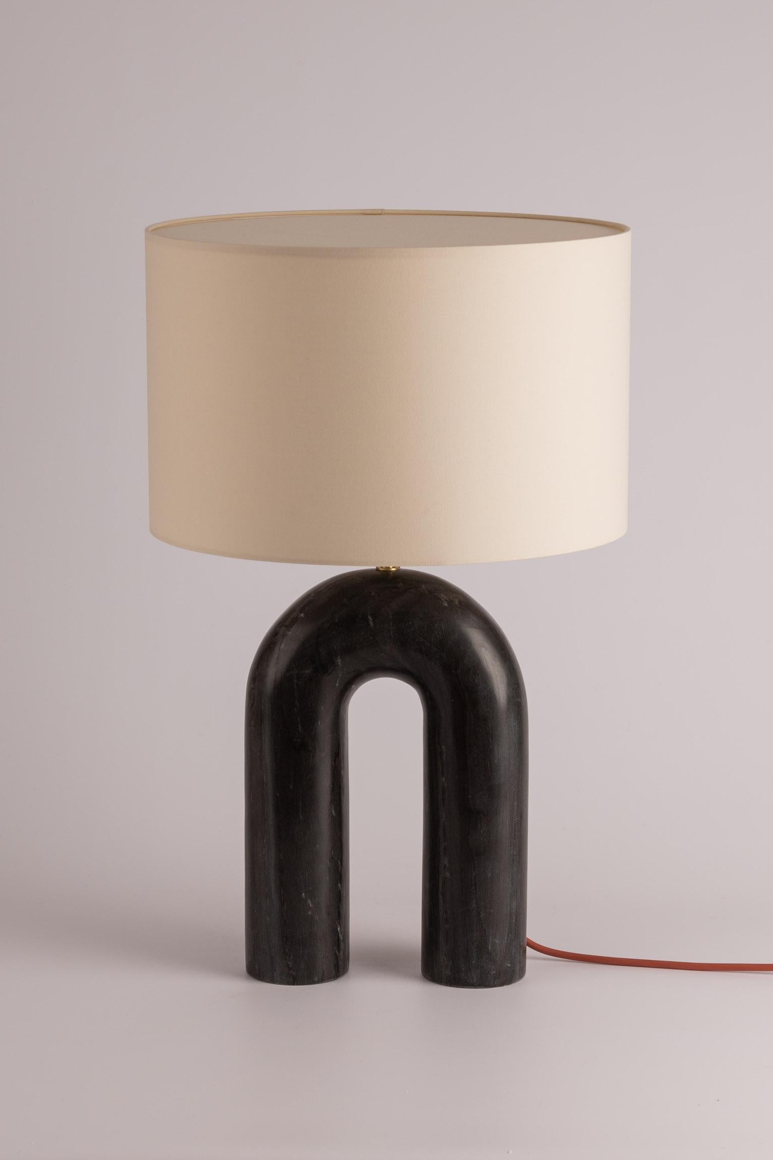 Black Marble Arko Table Lamp by Simone & Marcel
Dimensions: Ø 40 x H 67 cm.
Materials: Cotton lampshade and black marble.

Also available in different marbles and ceramics. Custom options available on request. Please contact us. 

All our lamps can