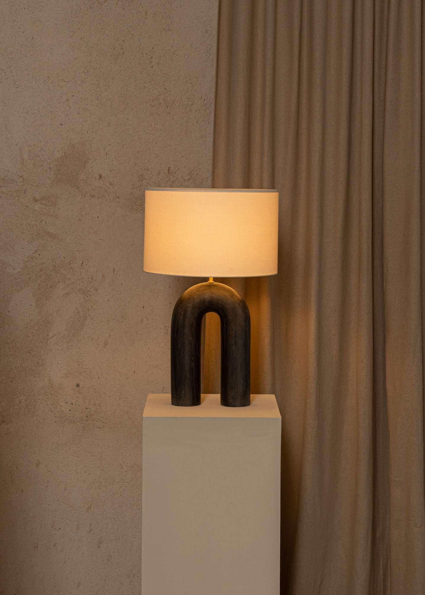 Cotton Black Marble Arko Table Lamp by Simone & Marcel For Sale