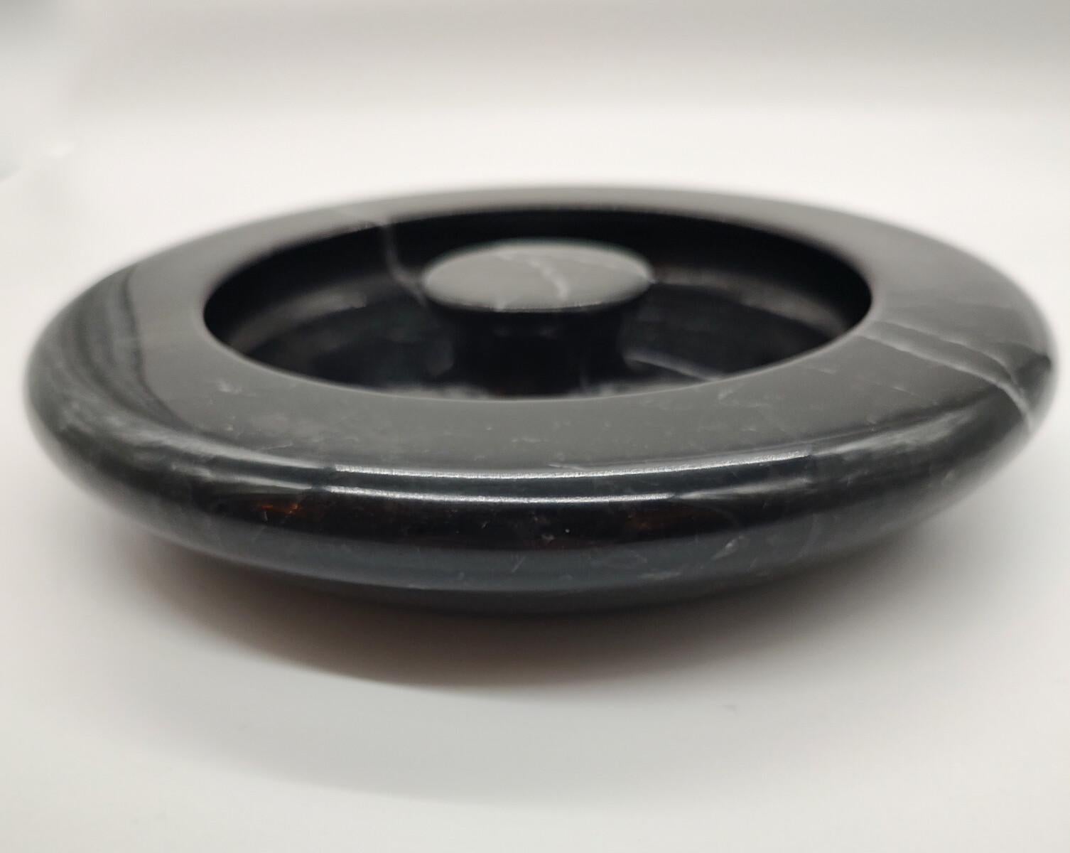 Italian Black Marble Ashtray by Angelo MANGIAROTTI, Italy, 1970s For Sale