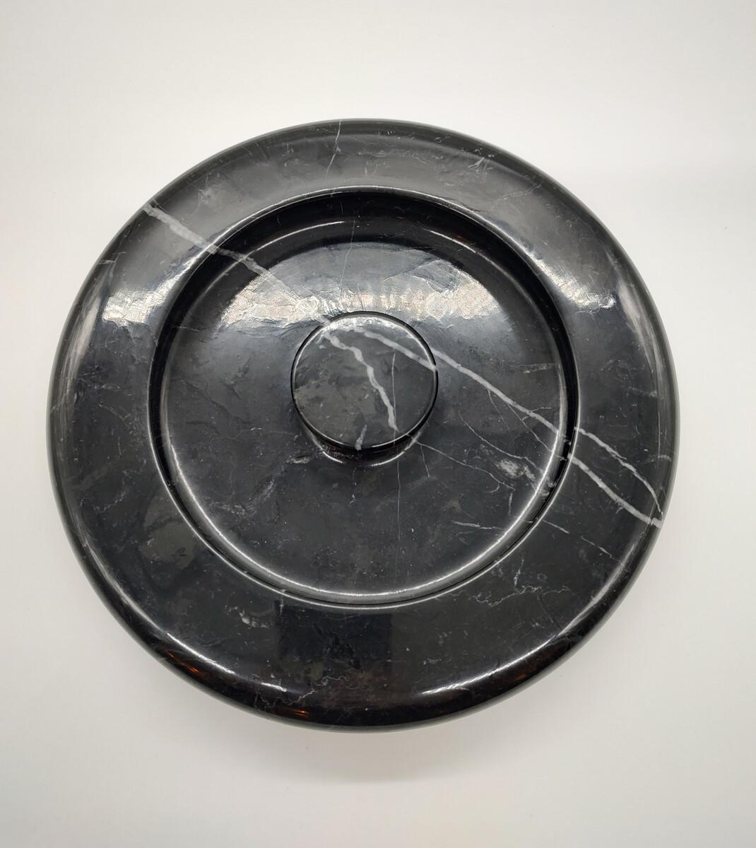 Late 20th Century Black Marble Ashtray by Angelo MANGIAROTTI, Italy, 1970s For Sale