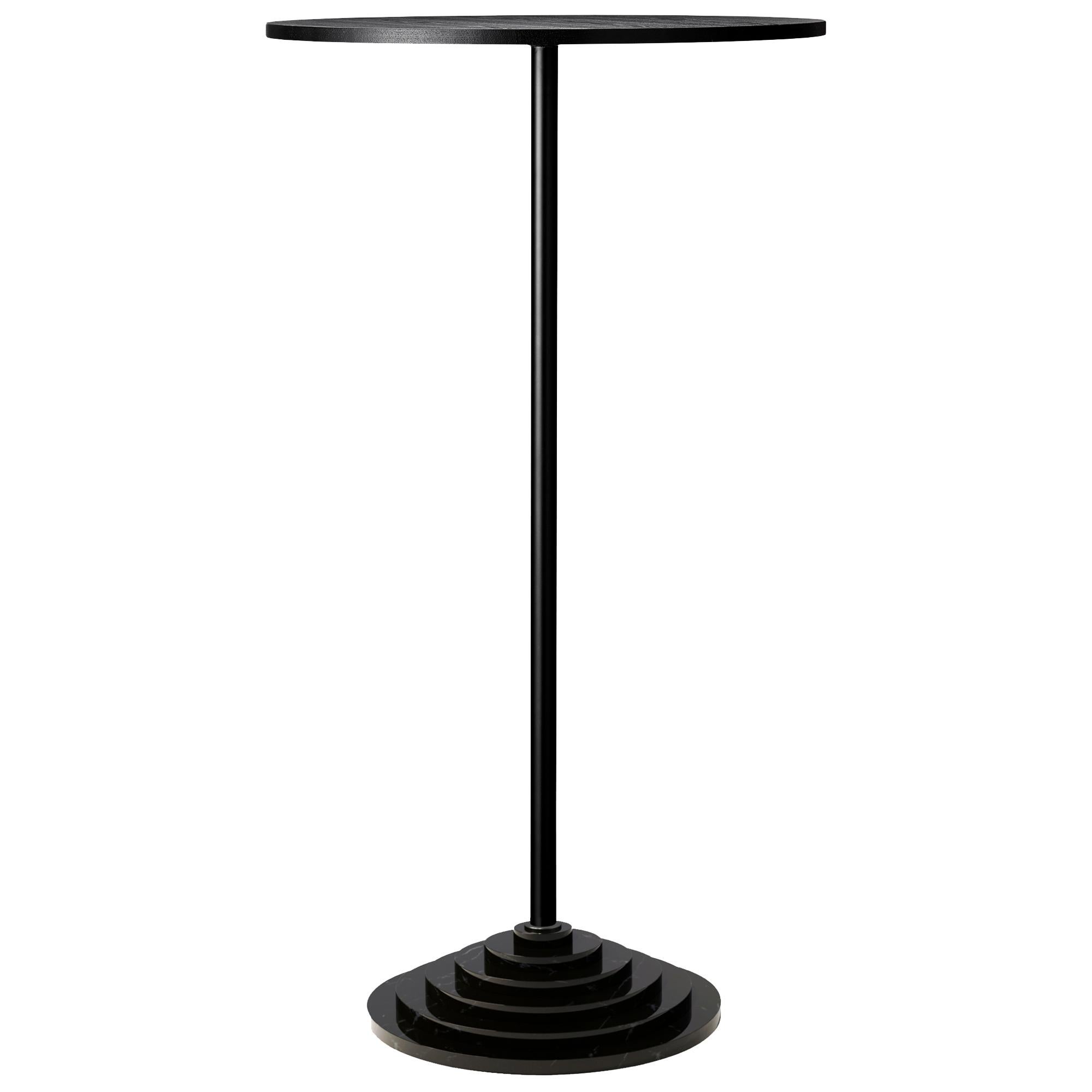 Danish Black Marble Base and Steel High Table For Sale