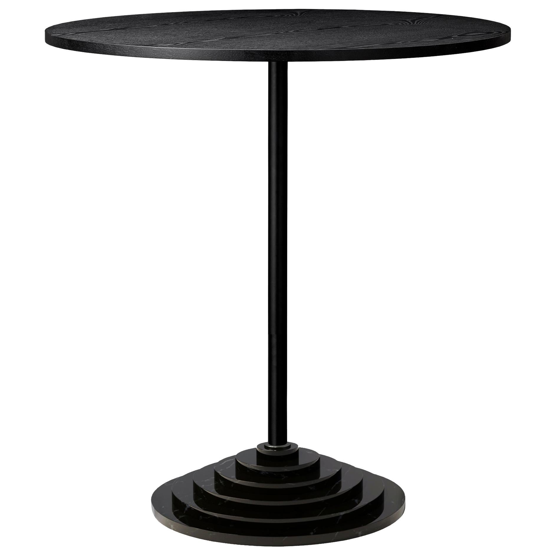 Black Marble Base and Steel High Table For Sale