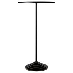 Table haute en marbre noir et acier