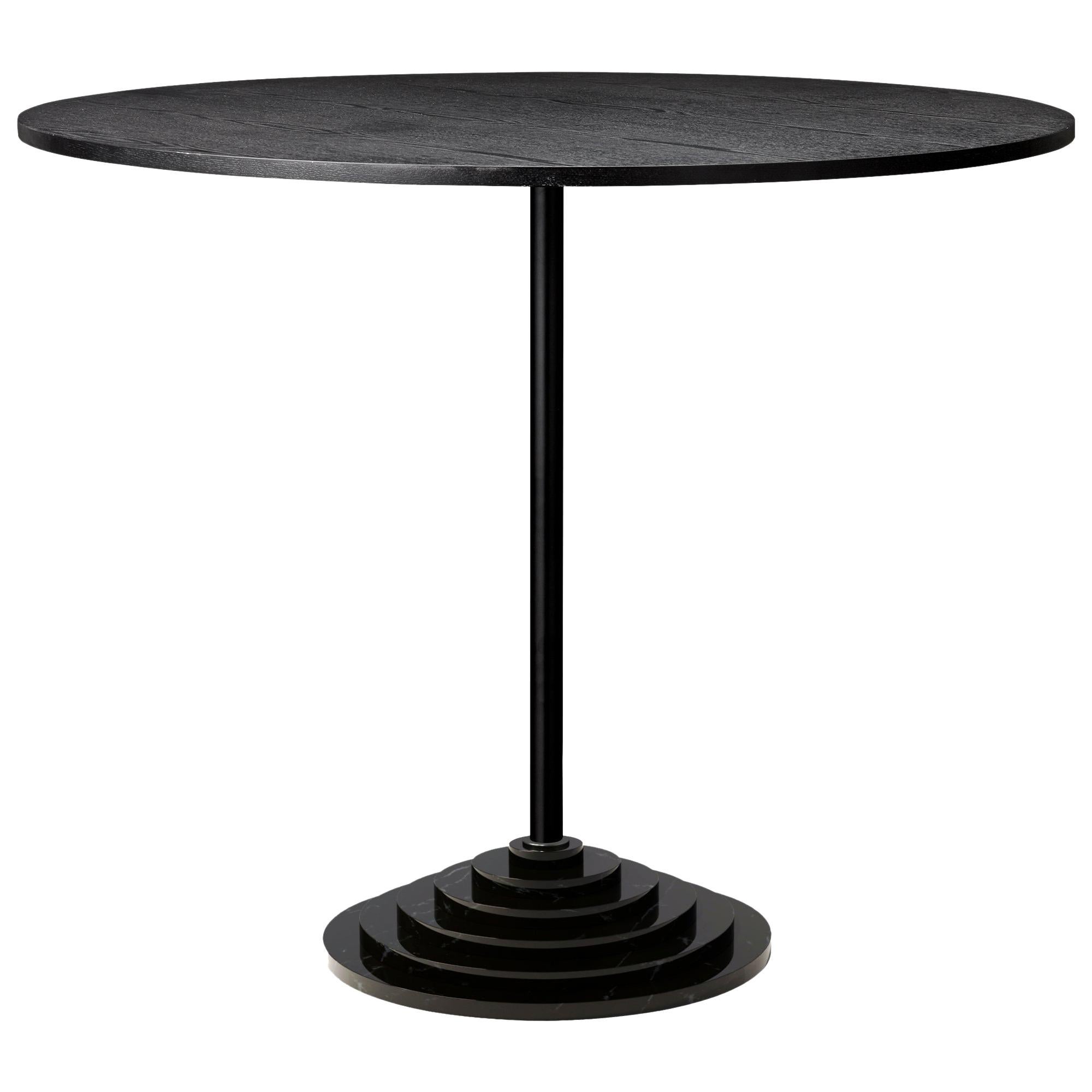 Black Marble Base and Steel Side Table