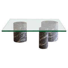 Black Marble Base Coffee Table by Massimo Vignelli for Casigliani