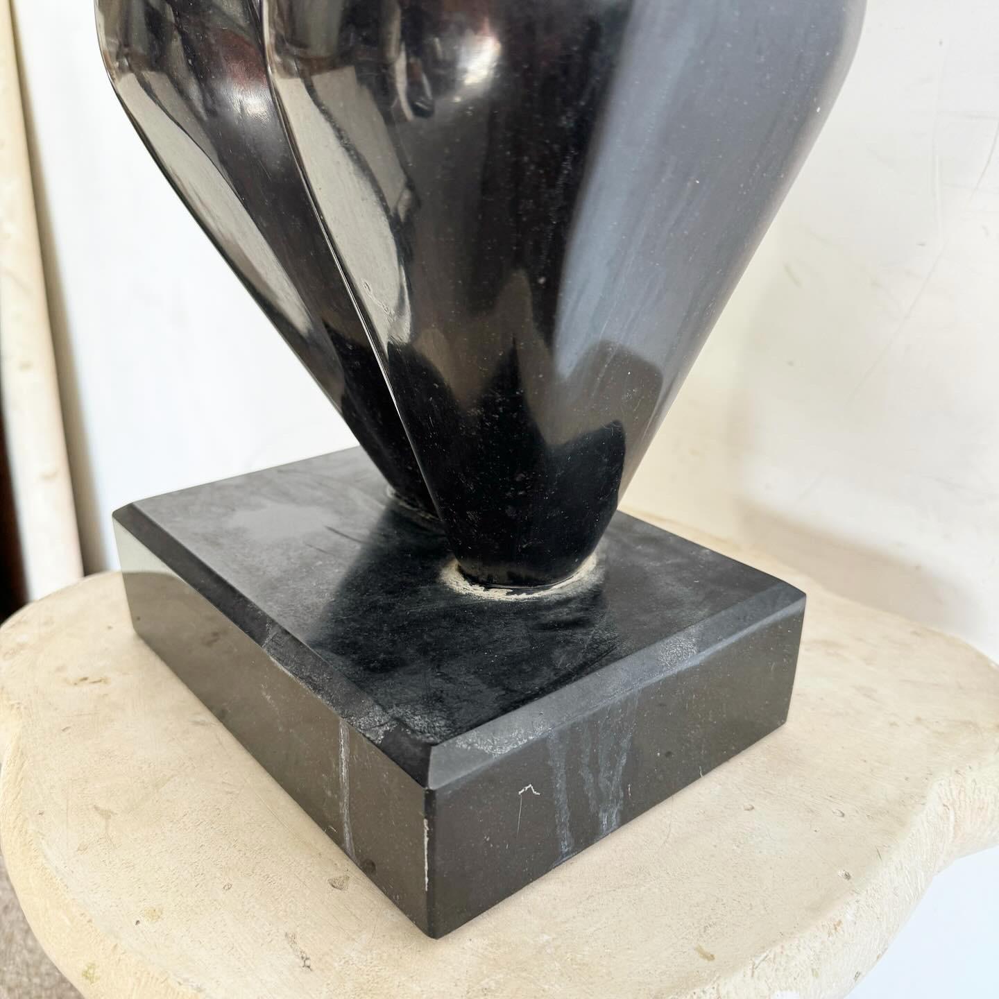 Modern Black Marble Botero Torso Sculpture