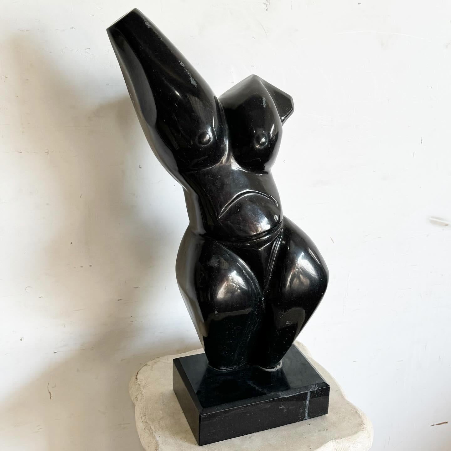 Black Marble Botero Torso Sculpture 2