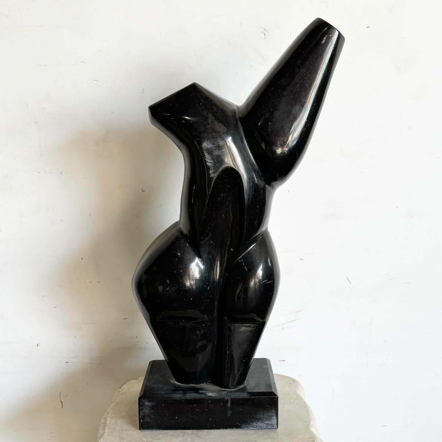 Black Marble Botero Torso Sculpture 3