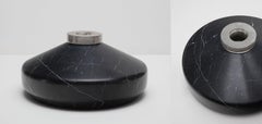 Black Marble Bottle Form Vase with Mocha Rock Crystal Accent by Gilles Caffier