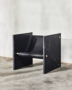 Black Marble, Brass, and Recycled Rubber Chair by Slash Objects