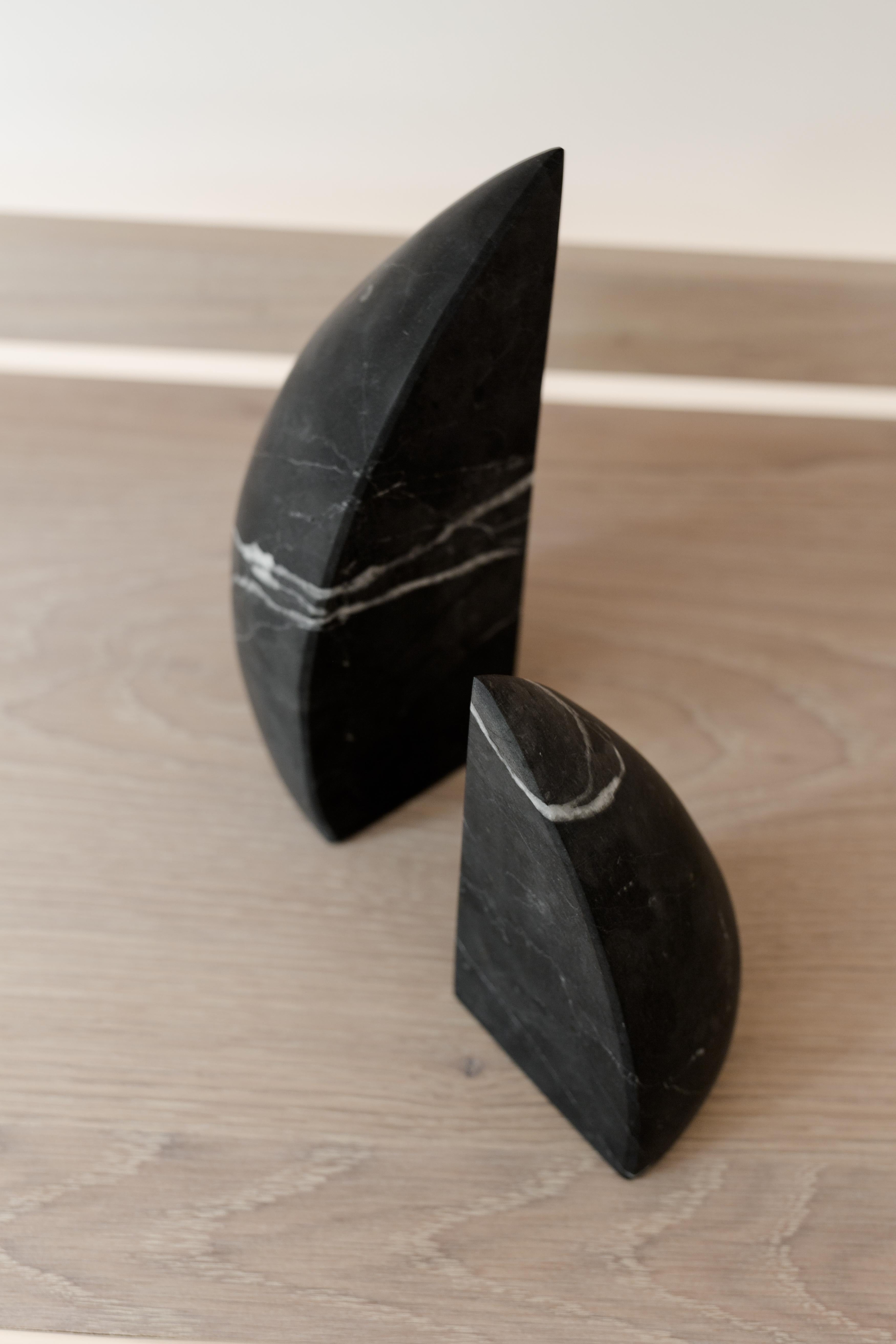 Hand-Crafted Black Marble Carved Bookend
