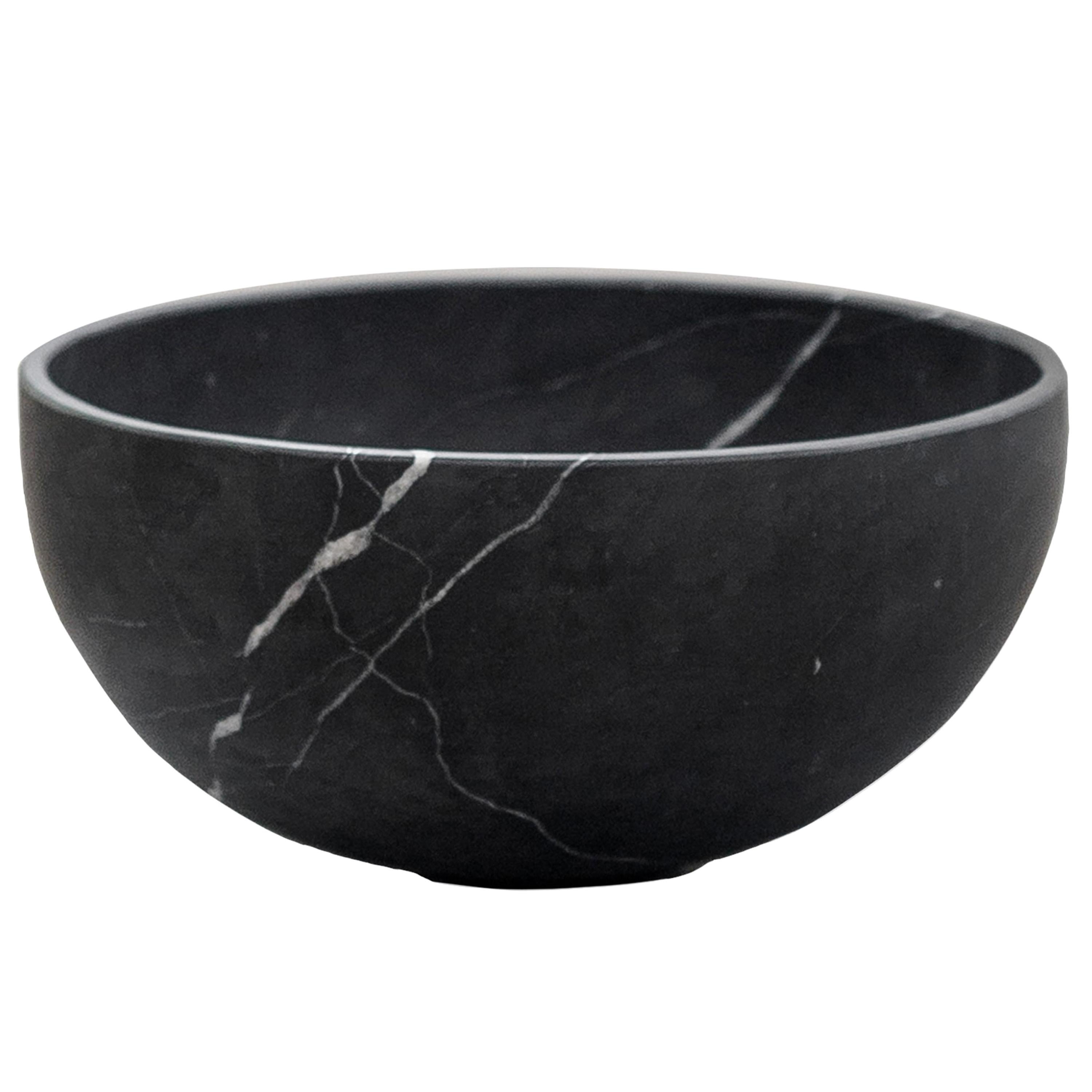 Black marble carved large Bowl For Sale