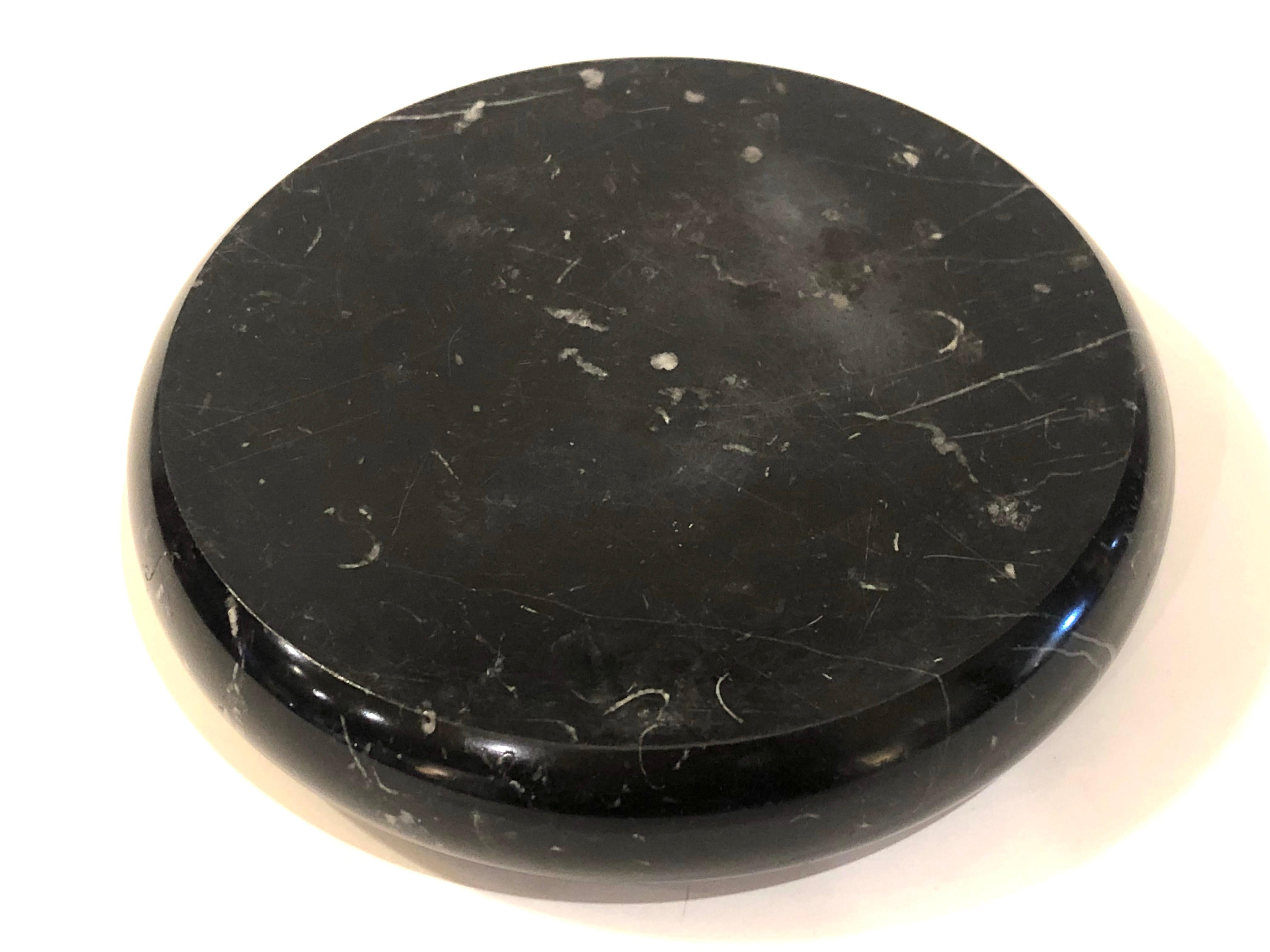 Space Age Black Marble Cendrier or Bowl Dish in the Style of Angelo Mangiarotti
