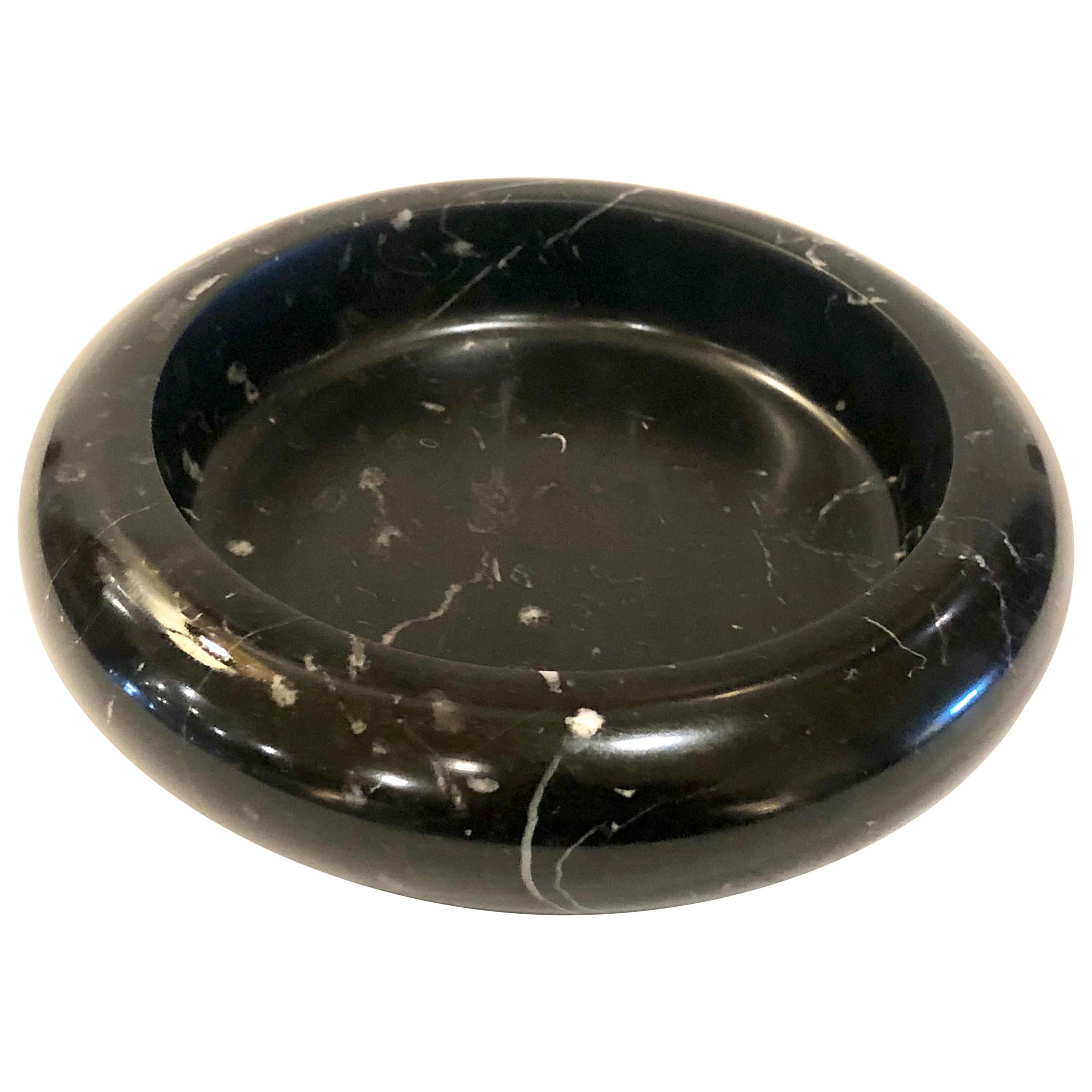 Black Marble Cendrier or Bowl Dish in the Style of Angelo Mangiarotti