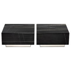 Black Marble Cocktail Table Pair