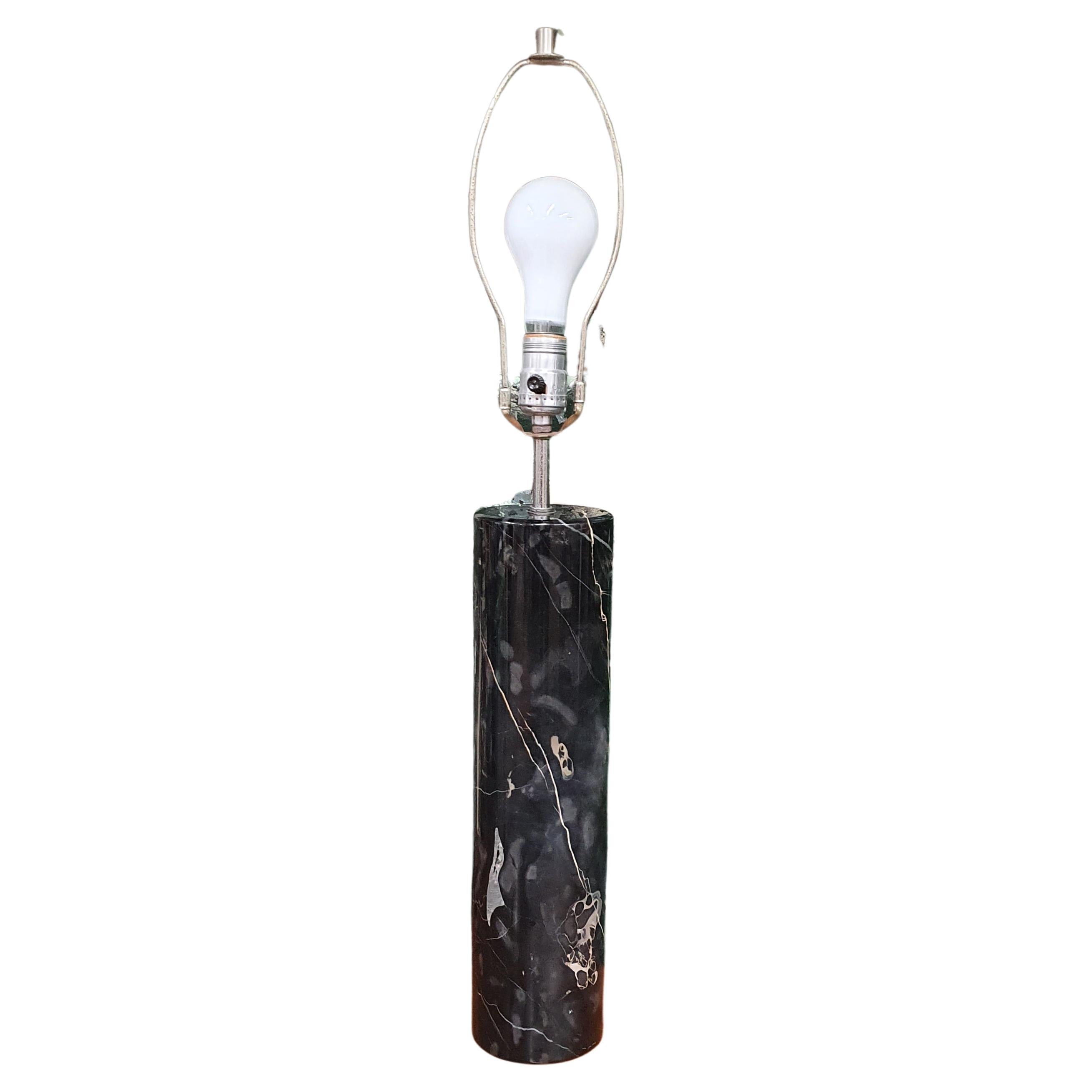 Black Marble Column Table Lamp by Robert Sonneman For Sale