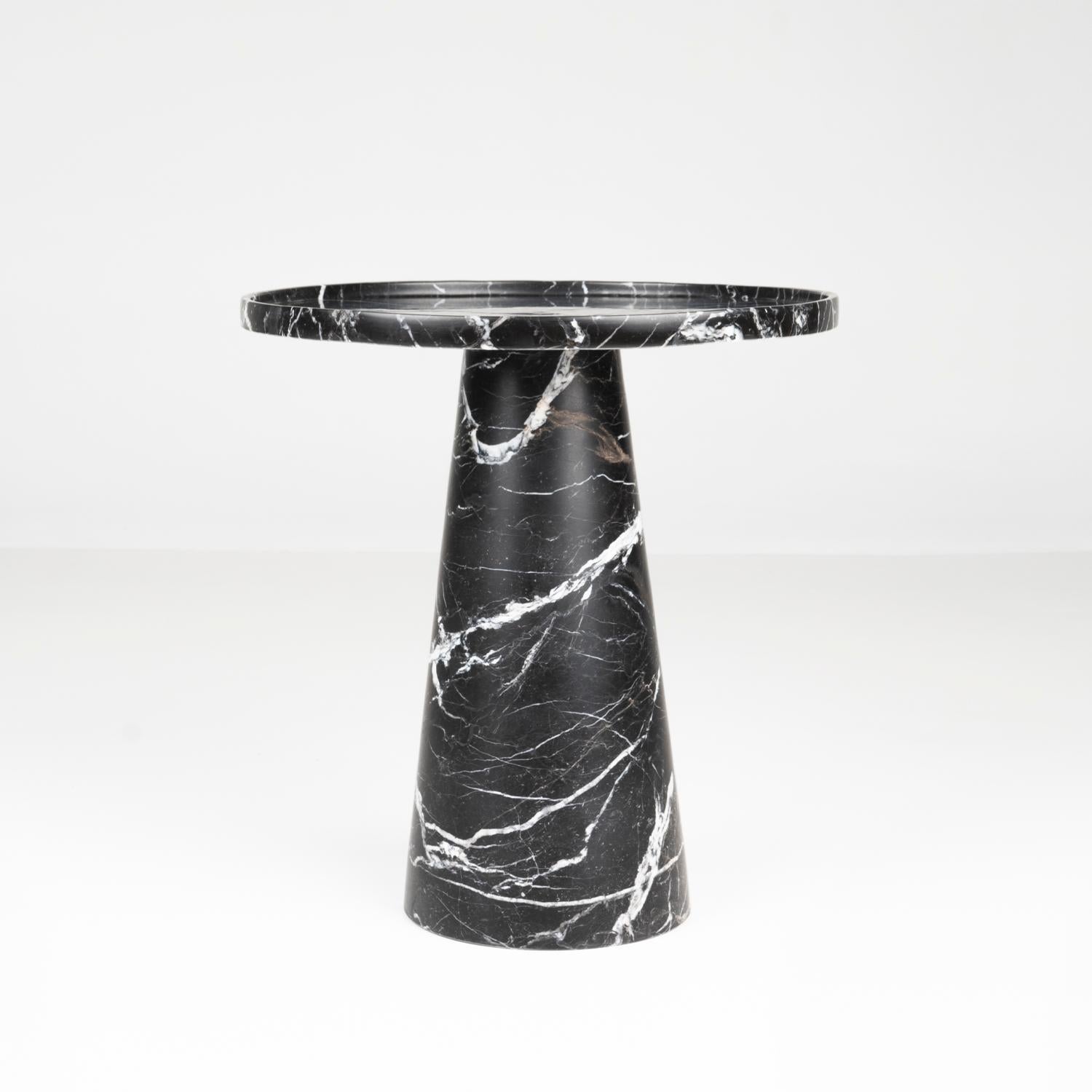 Modern Black Marble Conic Side Table For Sale