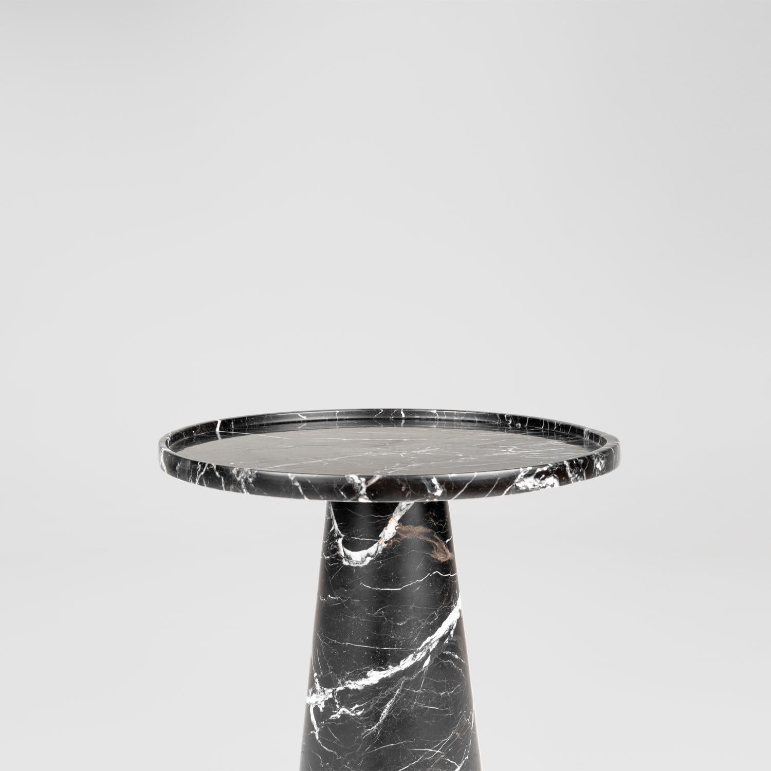 Hand-Crafted Black Marble Conic Side Table For Sale