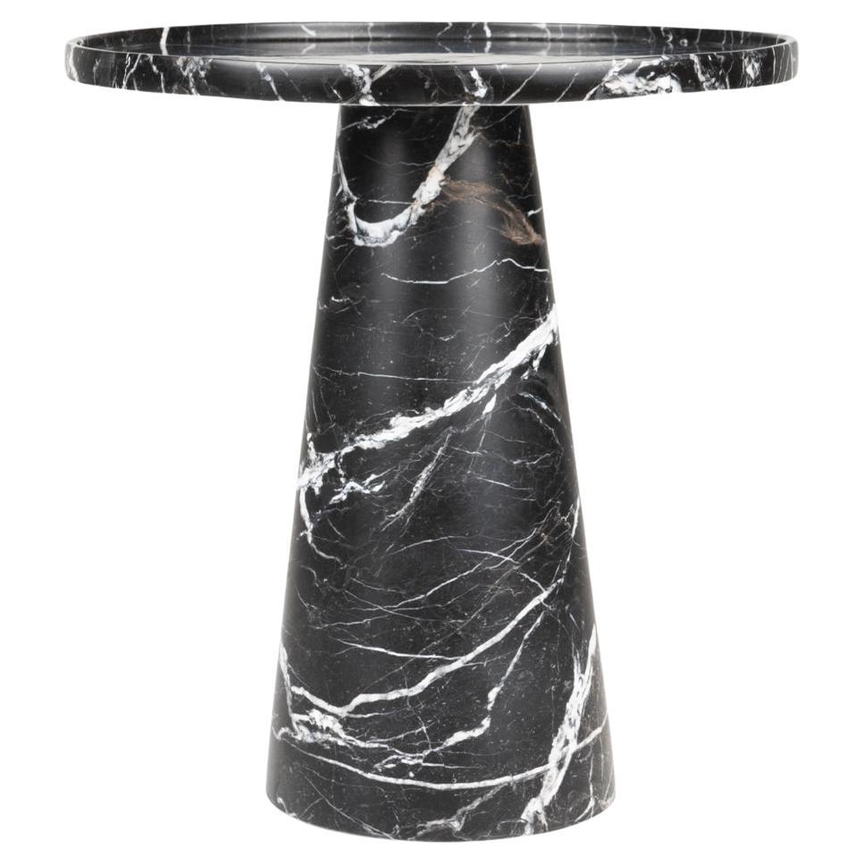Black Marble Conic Side Table For Sale