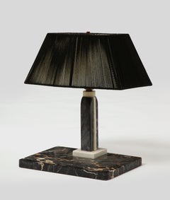 Black Marble Desk Lamp with Black String Shade