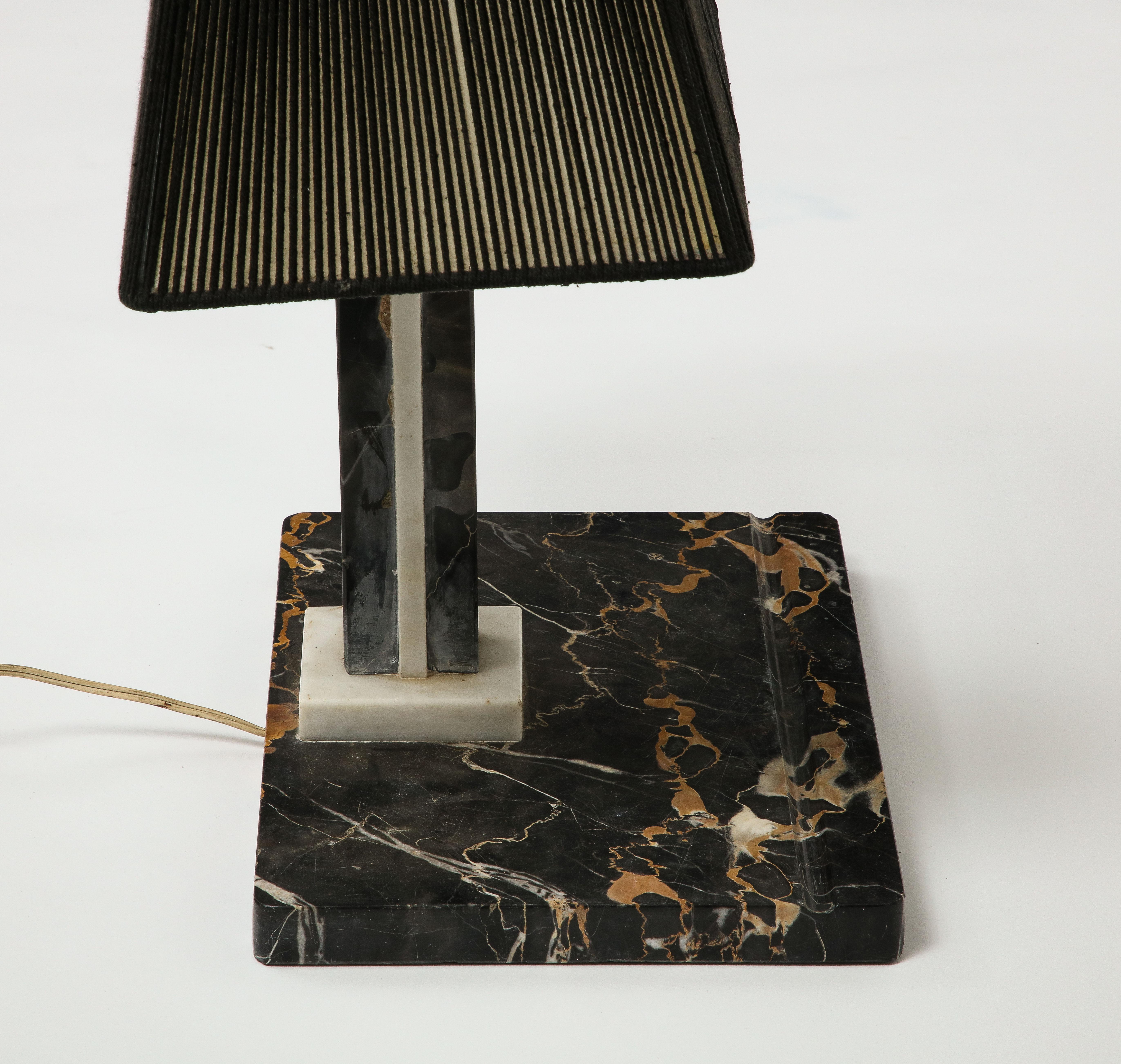 20th Century Black Marble Desk Lamp with Black String Shade For Sale