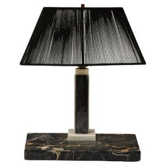Black Marble Desk Lamp with Black String Shade