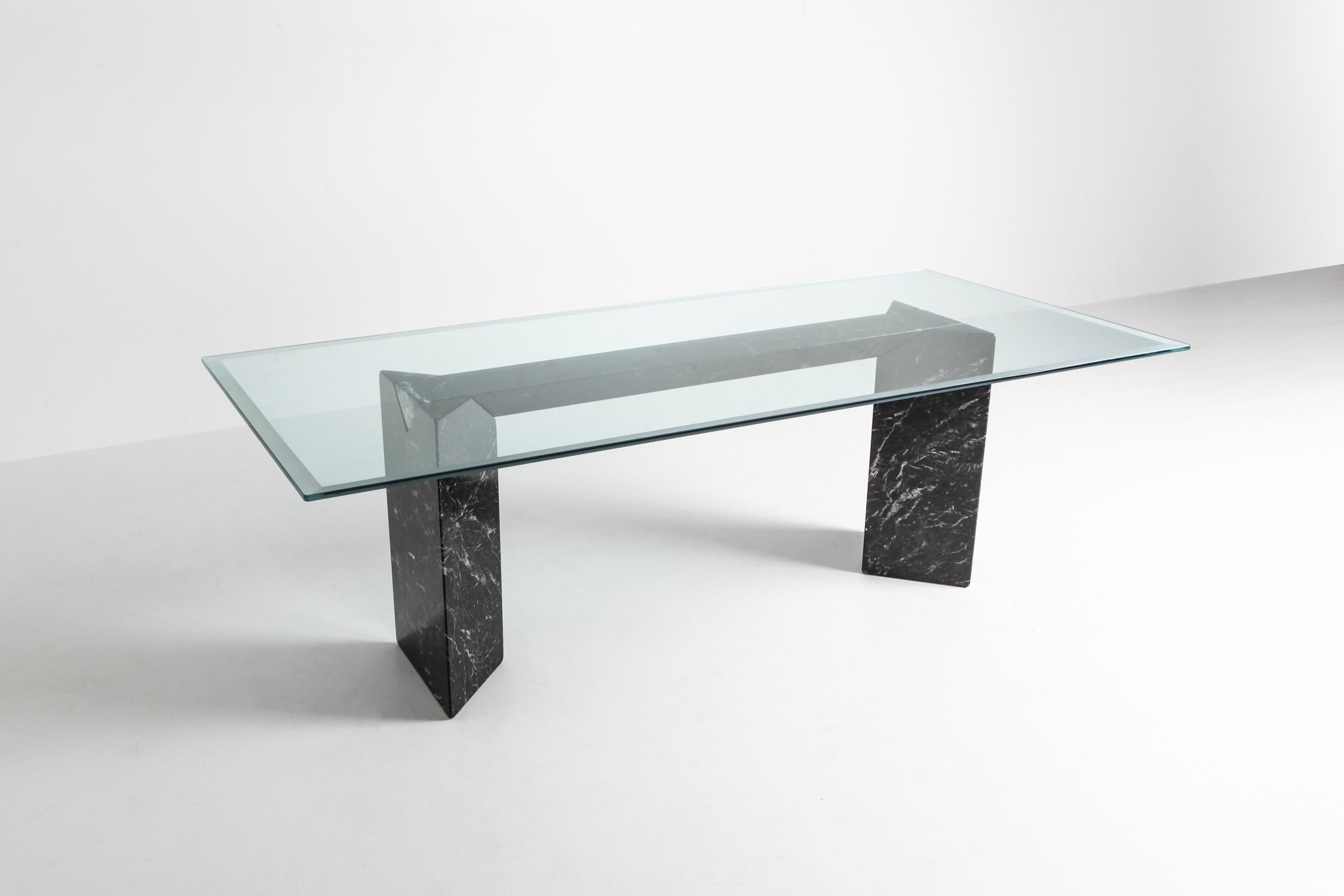 Post-Modern Black Marble Dining Table by Lazzotti for Up&Up